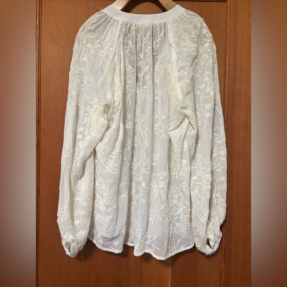 Johnny Was | Rosanna Embroidered Long-Sleeve Top w/
Pompom Ties - Picture 5 of 7